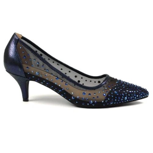 LUNAR Alisha Navy Gemstone Kitten Heel