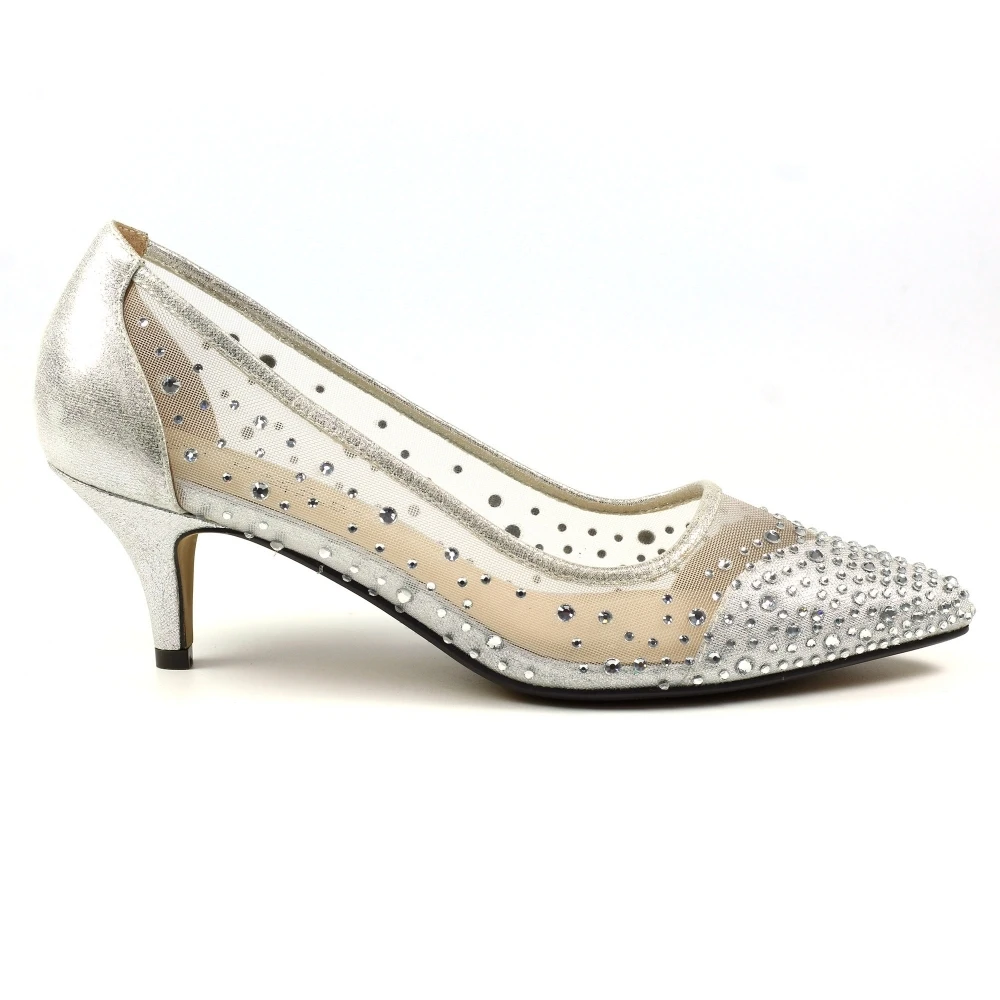 LUNAR Alisha Silver Gemstone Kitten Heel 2 LUNAR Alisha Silver Gemstone Kitten Heel - Image 2