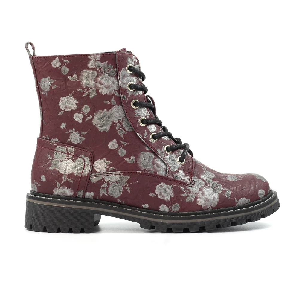 LUNAR Dazzle Burgundy Floral Ankle Boot 1 LUNAR Dazzle Burgundy Floral Ankle Boot