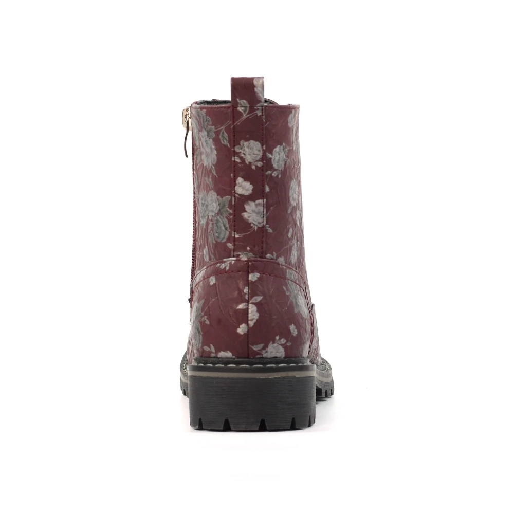 LUNAR Dazzle Burgundy Floral Ankle Boot 7 LUNAR Dazzle Burgundy Floral Ankle Boot - Image 7