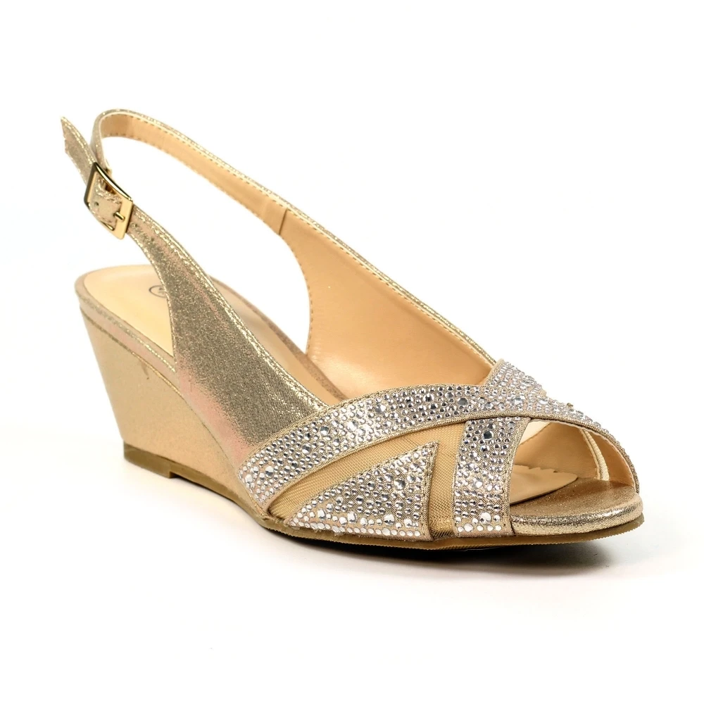 LUNAR Emmerline Gold Slingback Wedge 2 LUNAR Emmerline Gold Slingback Wedge - Image 2
