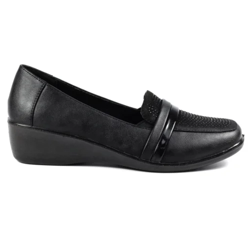 LUNAR Esther Black Comfort Wedge Shoe