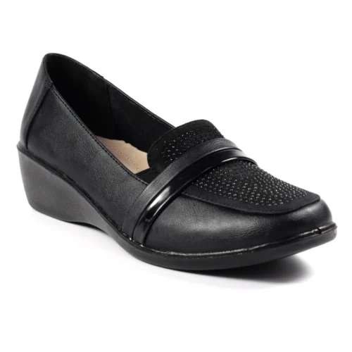 LUNAR Esther Black Comfort Wedge Shoe -Slipper Supply Store esther black comfort wedge shoe p6735 382322 image