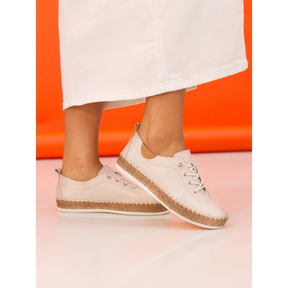 LUNAR Evie Cream Leather Plimsoll 3 LUNAR Evie Cream Leather Plimsoll - Image 3