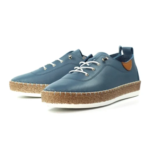 LUNAR Evie Mid Blue Leather Plimsoll -Slipper Supply Store evie mid blue leather plimsoll p7130 407905 image