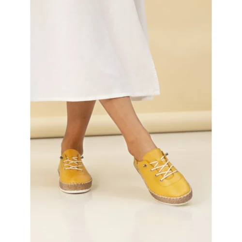 LUNAR Evie Mustard Leather Plimsoll -Slipper Supply Store evie mustard leather plimsoll p7131 407941 image
