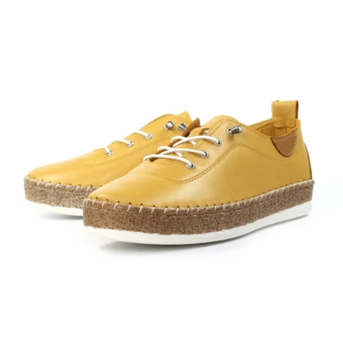 LUNAR Evie Mustard Leather Plimsoll -Slipper Supply Store evie mustard leather plimsoll p7131 407965 image