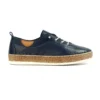LUNAR Evie Navy Leather Plimsoll