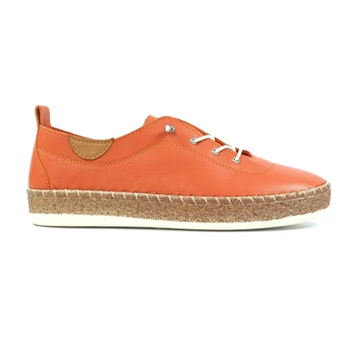 LUNAR Evie Orange Leather Plimsoll