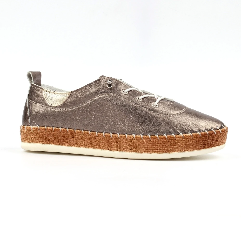 LUNAR Evie Pewter Leather Plimsoll 2 LUNAR Evie Pewter Leather Plimsoll - Image 2