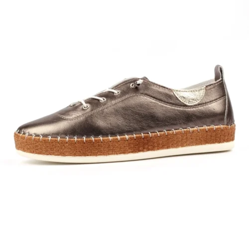LUNAR Evie Pewter Leather Plimsoll 12 LUNAR Evie Pewter Leather Plimsoll -Slipper Supply Store evie pewter leather plimsoll p7481 429485 image