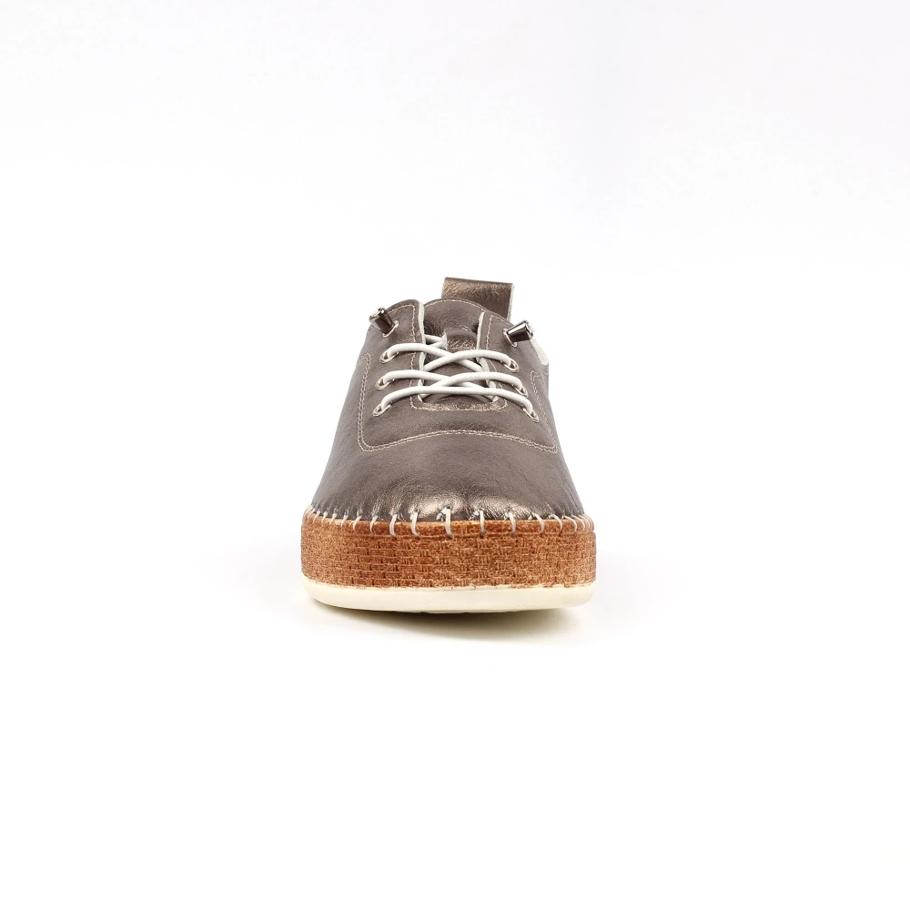 LUNAR Evie Pewter Leather Plimsoll 6 LUNAR Evie Pewter Leather Plimsoll - Image 6