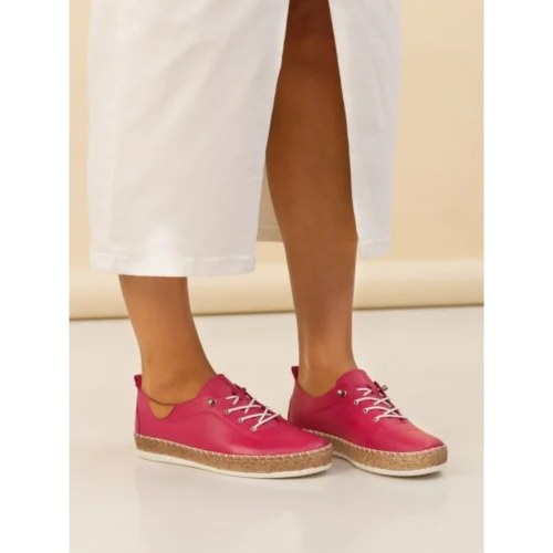 LUNAR Evie Raspberry Leather Plimsoll -Slipper Supply Store evie raspberry leather plimsoll p7133 408049 image
