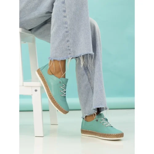 LUNAR Evie Turquoise Leather Plimsoll -Slipper Supply Store evie turquoise leather plimsoll p7135 408163 image