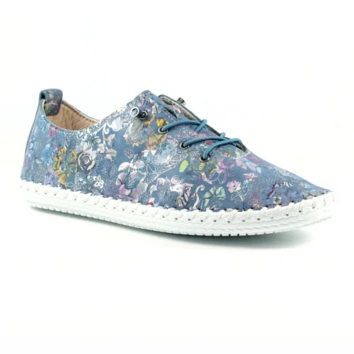LUNAR Exbury Blue Floral Leather Plimsoll -Slipper Supply Store exbury blue floral leather plimsoll p5052 303101 image