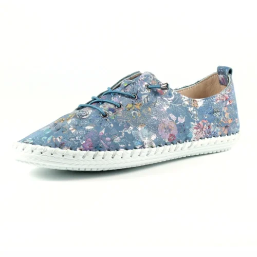 LUNAR Exbury Blue Floral Leather Plimsoll -Slipper Supply Store exbury blue floral leather plimsoll p5052 303113 image