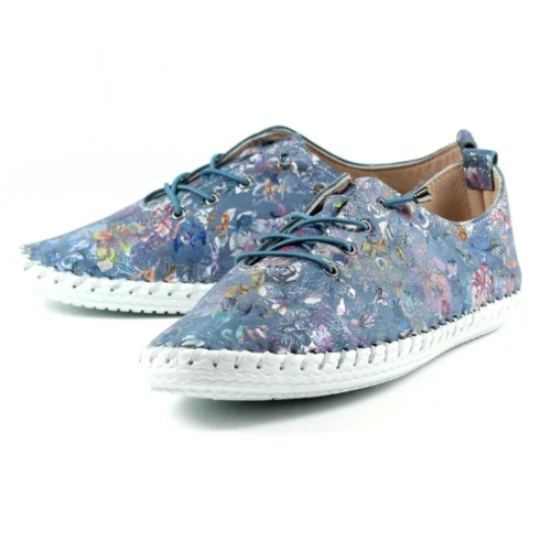 LUNAR Exbury Blue Floral Leather Plimsoll -Slipper Supply Store exbury blue floral leather plimsoll p5052 303131 image