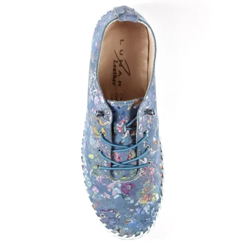 LUNAR Exbury Blue Floral Leather Plimsoll -Slipper Supply Store exbury blue floral leather plimsoll p5052 303137 image