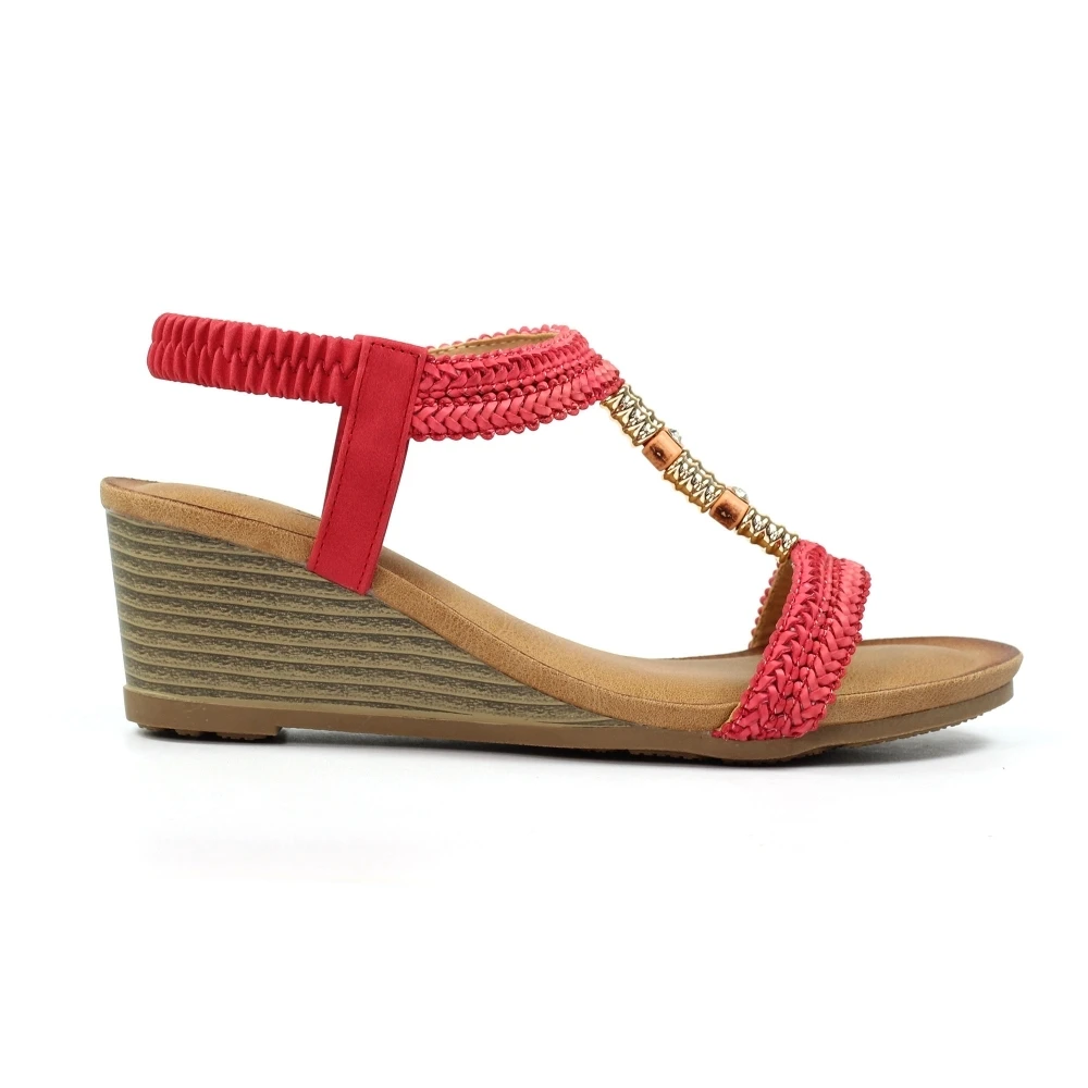 LUNAR Florence Coral Wedge Sandal 2 LUNAR Florence Coral Wedge Sandal - Image 2