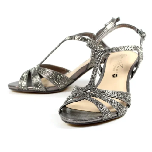 LUNAR Francie Wide Fit Pewter Gemstone Sandal -Slipper Supply Store francie wide fit pewter gemstone sandal p6740 382580 image