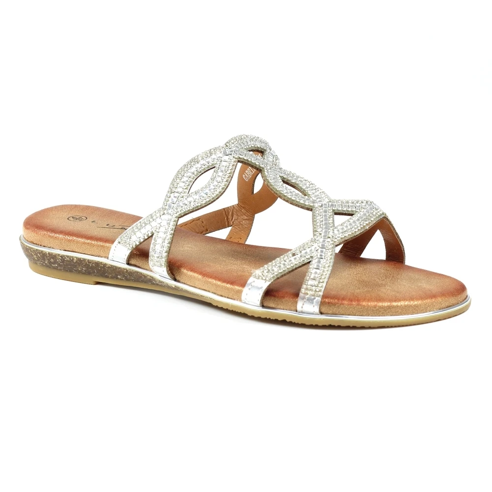 LUNAR Gabriella Silver Gemstone Mule Sandal 3 LUNAR Gabriella Silver Gemstone Mule Sandal - Image 3