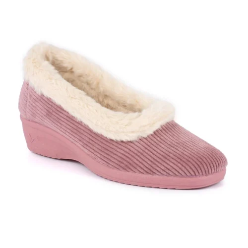 LUNAR Glynis Heather Fur Trim Wedge Slipper -Slipper Supply Store glynis heather fur trim wedge slipper p4763 289144 image