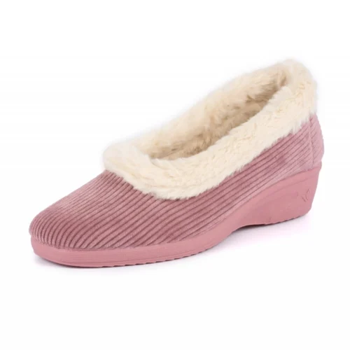 LUNAR Glynis Heather Fur Trim Wedge Slipper -Slipper Supply Store glynis heather fur trim wedge slipper p4763 290070 image
