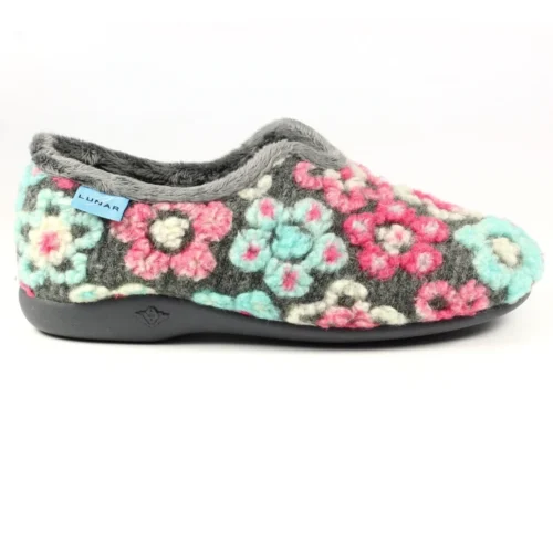 LUNAR Hippy Grey Flower Full Slipper