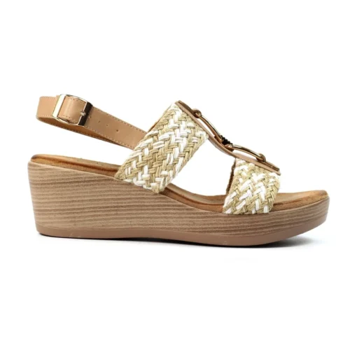 LUNAR Jamie Beige Wedge Sandal