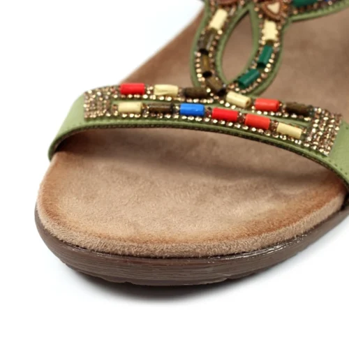 LUNAR Mariella Khaki Beaded Sandal -Slipper Supply Store mariella khaki beaded sandal p6284 380619 image