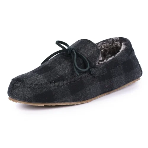 Mens Lumber Check Felt Moccasin Slipper 9 Mens Lumber Check Felt Moccasin Slipper -Slipper Supply Store mens lumber check felt moccasin slipper p4723 309380 image