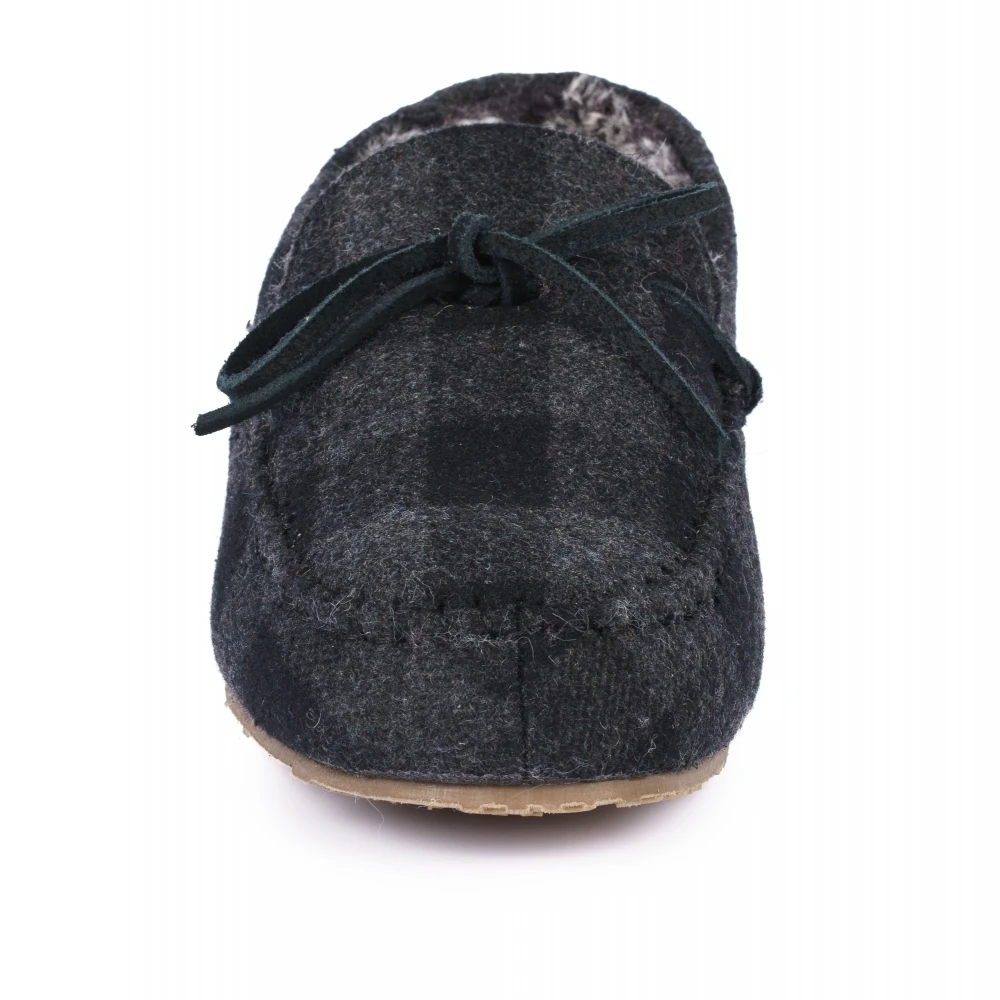 Mens Lumber Check Felt Moccasin Slipper 4 Mens Lumber Check Felt Moccasin Slipper - Image 4
