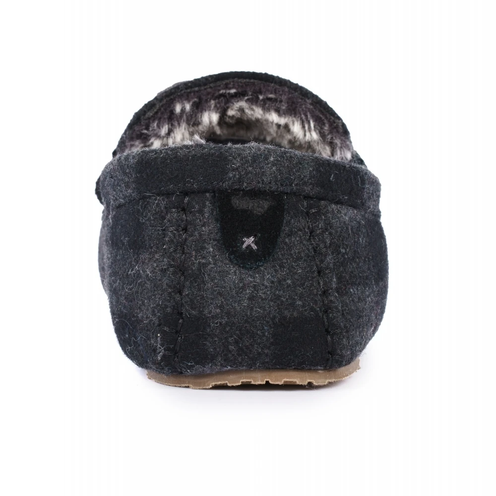 Mens Lumber Check Felt Moccasin Slipper 5 Mens Lumber Check Felt Moccasin Slipper - Image 5