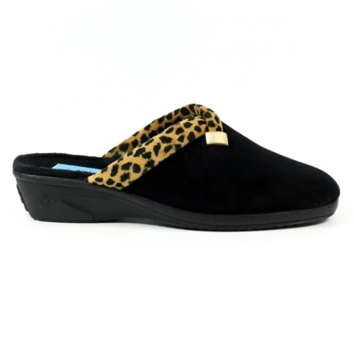 LUNAR Michelle Black Ocelot Slipper