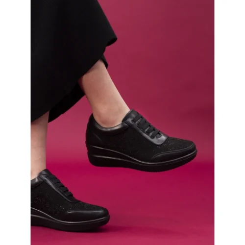 LUNAR Muriel Black Wedge Trainer 9 LUNAR Muriel Black Wedge Trainer -Slipper Supply Store muriel black wedge trainer p7017 397615 image