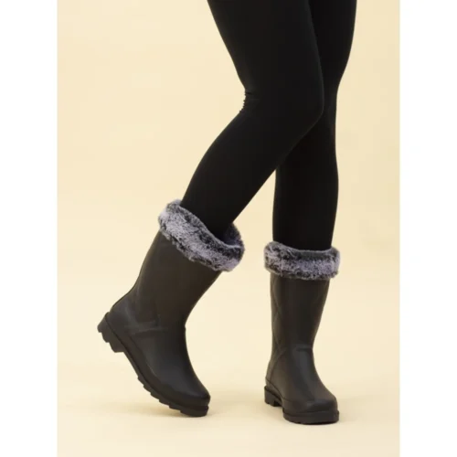 Norway Black Faux Fur-Lined Wellington -Slipper Supply Store norway black faux fur lined wellington p7146 412575 image