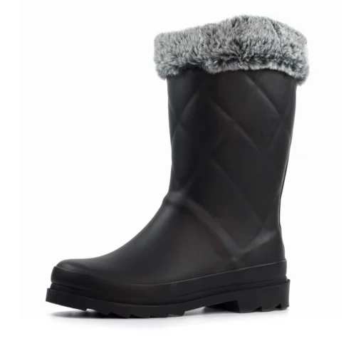 Norway Black Faux Fur-Lined Wellington -Slipper Supply Store norway black faux fur lined wellington p7146 412587 image