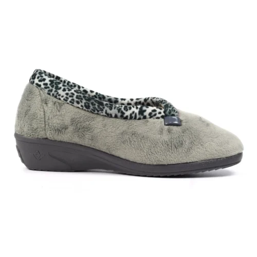 LUNAR Paloma Grey Leopard Trim Slipper