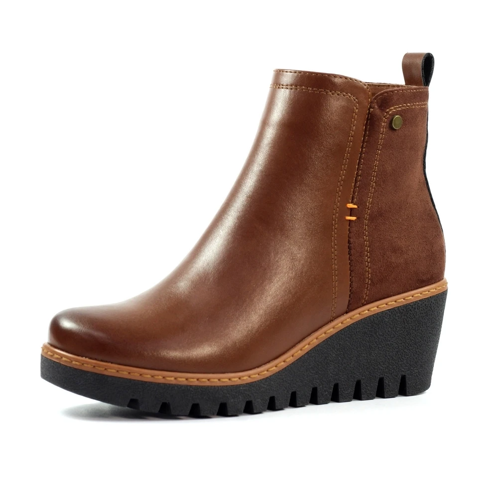 LUNAR Pixie Tan Ankle Wedge Boot 5 LUNAR Pixie Tan Ankle Wedge Boot - Image 5