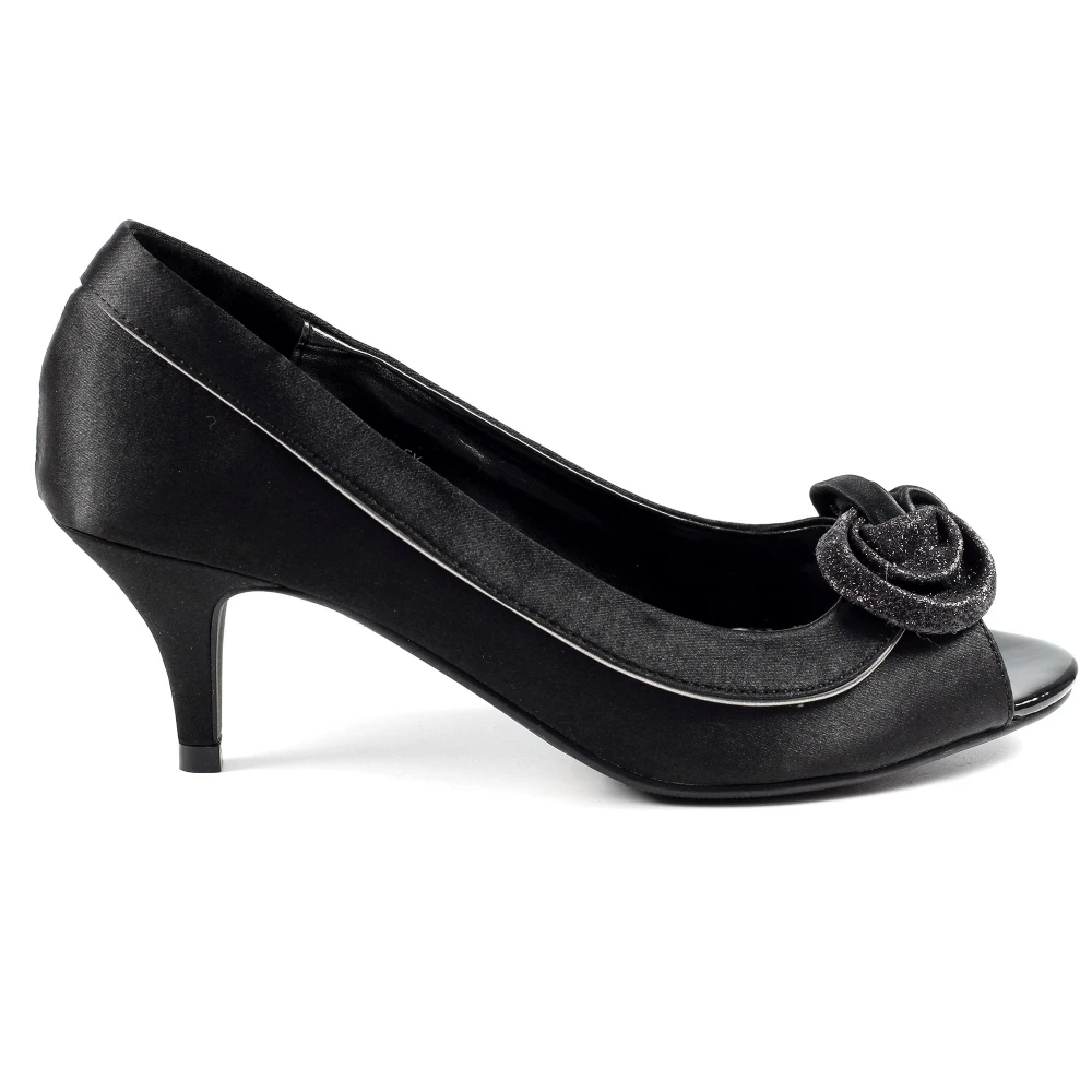 LUNAR Ripley Black Satin Peep Toe 1 LUNAR Ripley Black Satin Peep Toe