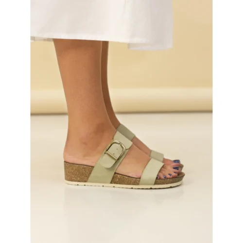 LUNAR Ripple Light Green Wedge Sandal