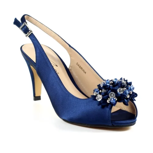 LUNAR Sabrina Navy Satin Slingback Court -Slipper Supply Store sabrina navy satin slingback court p6724 382008 image