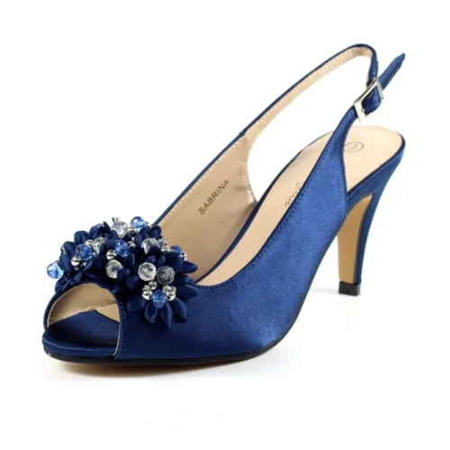 LUNAR Sabrina Navy Satin Slingback Court -Slipper Supply Store sabrina navy satin slingback court p6724 382020 image