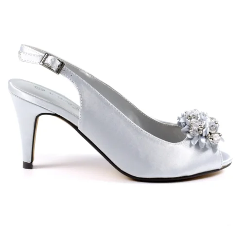 LUNAR Sabrina Silver Satin Slingback Court -Slipper Supply Store sabrina silver satin slingback court p6944 394390 image