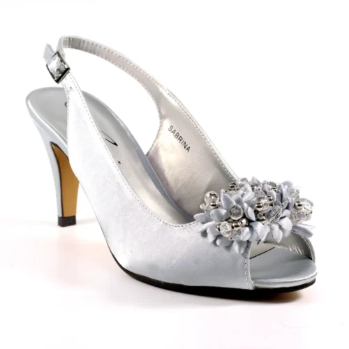 LUNAR Sabrina Silver Satin Slingback Court -Slipper Supply Store sabrina silver satin slingback court p6944 394396 image