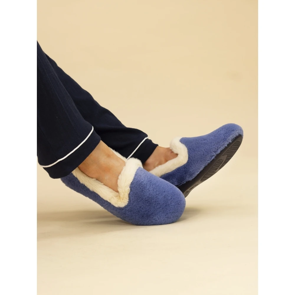 LUNAR Shake Blue Fur Trim Slipper 2 LUNAR Shake Blue Fur Trim Slipper - Image 2