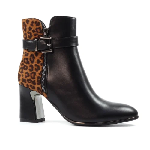LUNAR Shaw Black/Ocelot Ankle Boot