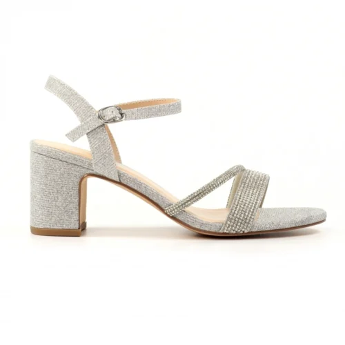 LUNAR Shazam Silver Block Heel Sandal
