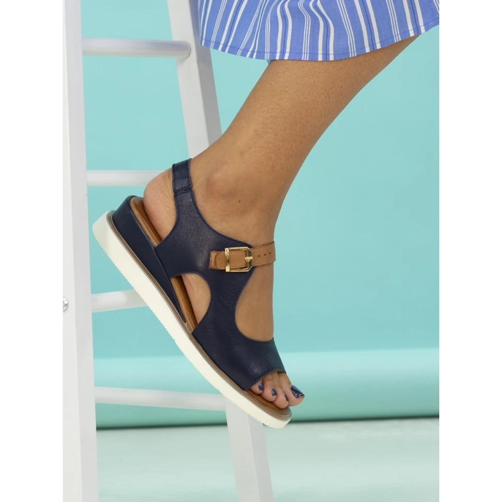 LUNAR Spring Navy Leather Wedge Sandal 2 LUNAR Spring Navy Leather Wedge Sandal - Image 2