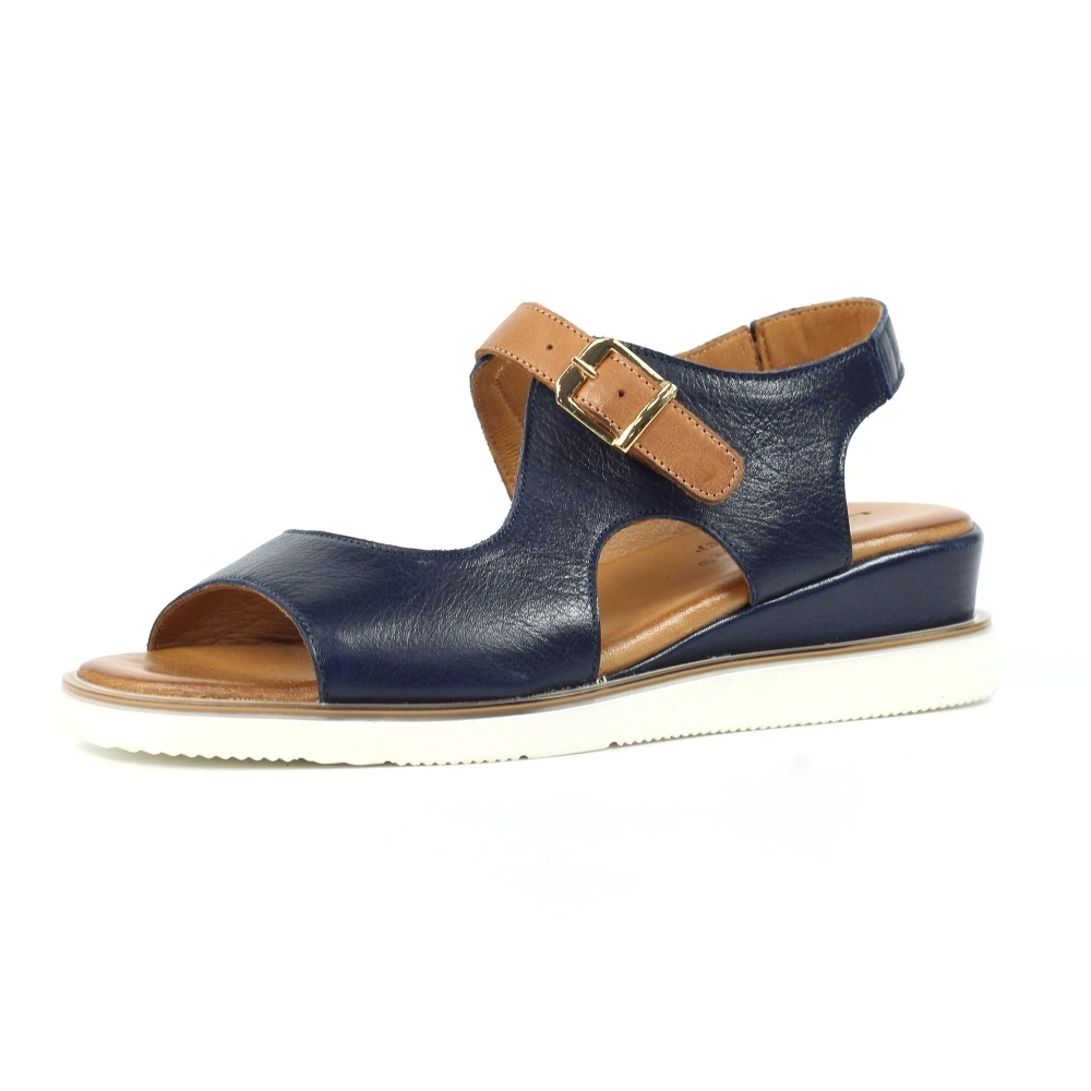 LUNAR Spring Navy Leather Wedge Sandal 4 LUNAR Spring Navy Leather Wedge Sandal - Image 4